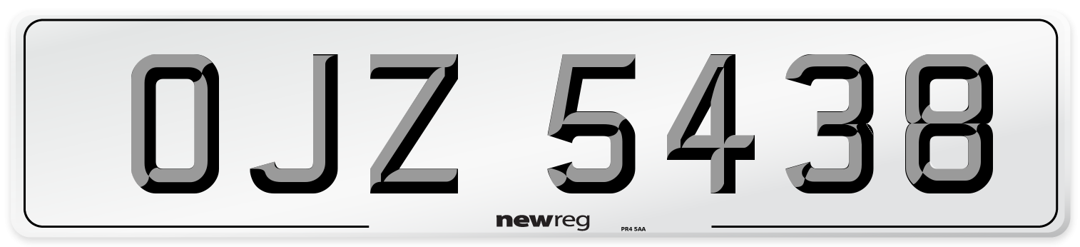 OJZ 5438 Number Plate from New Reg